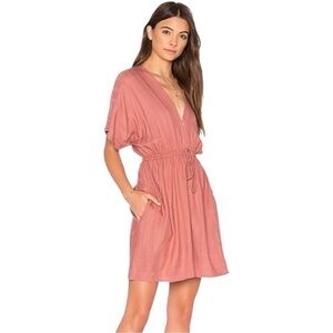 RAILS Capri Mini Dress in Rouge Mauve | Short Sleeve Casual w Pockets | Small